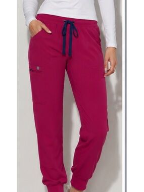 Figs Women's Magenta Jogger Pants with Navy Drawstring